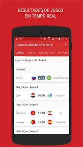 Copa do Mundo 2018: Tabela, jo screenshot 1