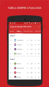 Copa do Mundo 2018: Tabela, jo screenshot 3