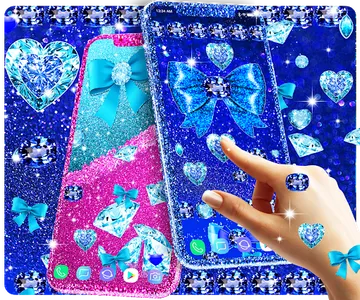 Blue glitter diamond wallpaper screenshot 1