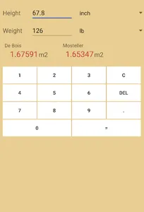 BSA(Body Surface Area) calcula screenshot 3