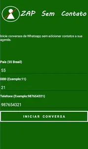 Mensagens sem gravar Contato screenshot 0