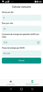 Calculadora de Consumo e BTU screenshot 2