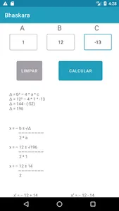 Cálculo de Bhaskara - Equação  screenshot 1