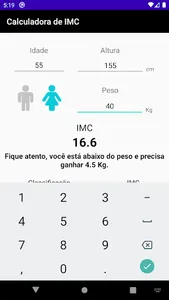 Calculadora de IMC screenshot 1