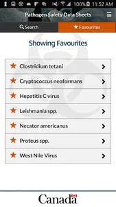 Pathogen Safety Data Sheets screenshot 2