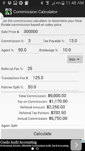 Real Estate Commission Calc screenshot 2