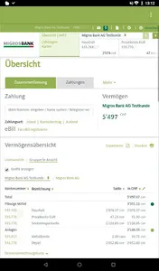 Migros Bank E-Banking Tablet screenshot 0