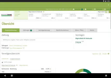 Migros Bank E-Banking Tablet screenshot 1