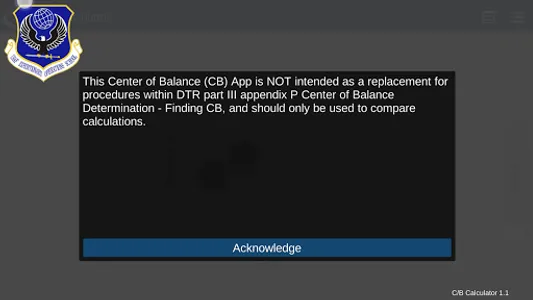 USAF EOS Center of Balance Cal screenshot 0