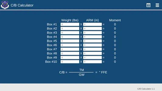 USAF EOS Center of Balance Cal screenshot 4