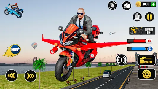 Flying Bike Game Motorcycle 3D screenshot 0