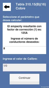 Tablas de Ampacity screenshot 2
