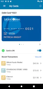 Legend Bank CardControl screenshot 1