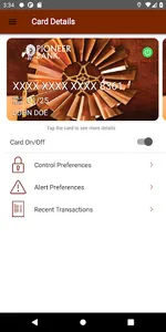 Pioneer Bank Card Control screenshot 0