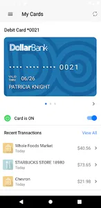 Dollar Bank Card Control screenshot 1