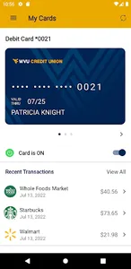 WVU Credit Union Debit Card screenshot 0