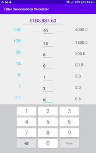 Teller Denomination Calculator screenshot 2