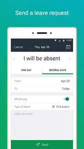 actiPLANS: absence notes screenshot 1