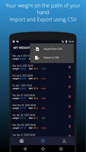 WeightDiary with BMI screenshot 1