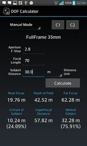 DOF Calculator screenshot 1