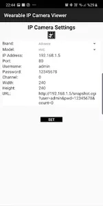 Wearable IPCamera Viewer Setti screenshot 2