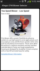 Allegro CFM Blower Selector screenshot 5