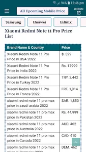 mobile price app screenshot 1