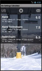 Ski Din Settings Calculator screenshot 1