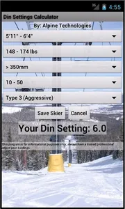 Ski Din Settings Calculator screenshot 7