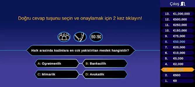 Milyoner Türkçe - Bilgi oyunu screenshot 1