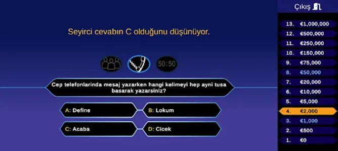 Milyoner Türkçe - Bilgi oyunu screenshot 12