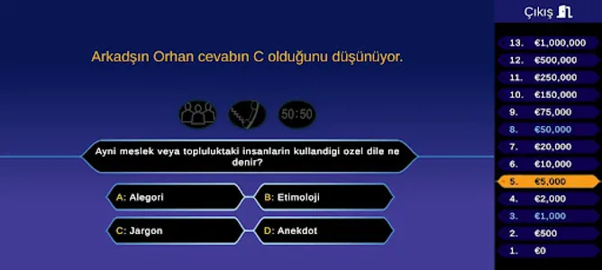 Milyoner Türkçe - Bilgi oyunu screenshot 14