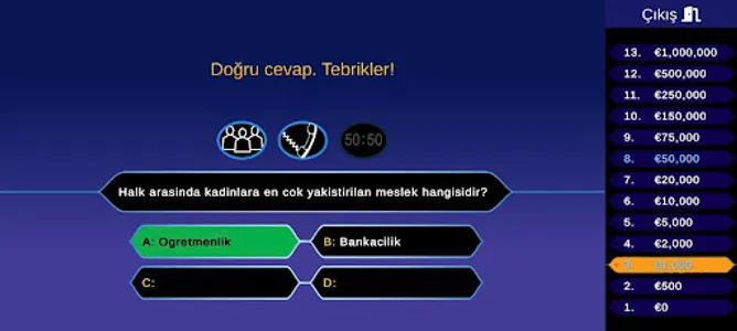 Milyoner Türkçe - Bilgi oyunu screenshot 3