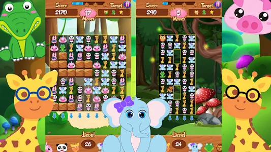 Animal cartoon kids Match3 pop screenshot 1