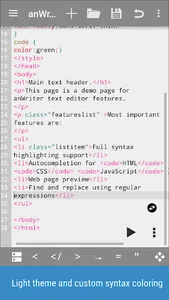 anWriter text editor screenshot 1