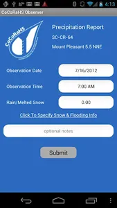 CoCoRaHS Observer screenshot 1