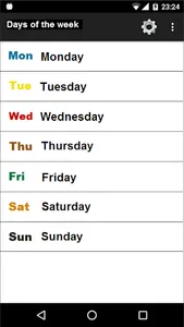 Days of the week screenshot 1