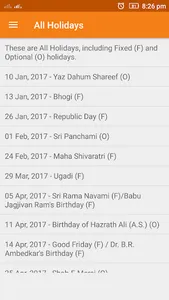 Telangana Holidays Calendar 20 screenshot 1