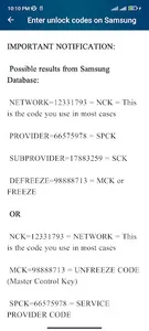 Samsung Unlock Codes screenshot 2