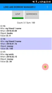 Lend and Borrow Manager 2 screenshot 1