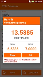 GTU D2D Admission STPI Calc screenshot 3