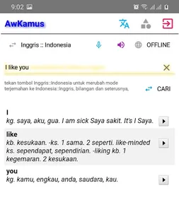 AwKamus - kamus inggris offlin screenshot 1