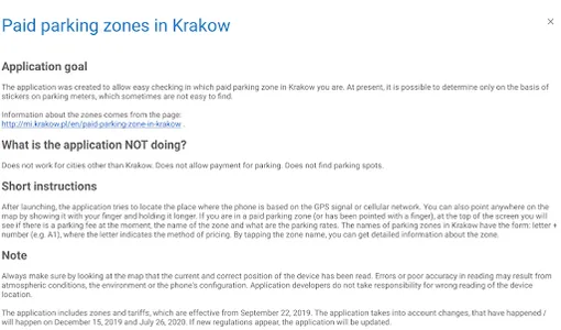 Parking zones in Krakow screenshot 9