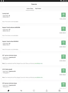 CAMELOT club ticket booking screenshot 12