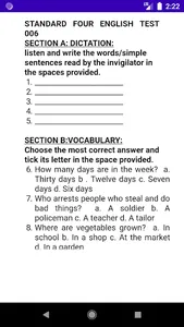 STANDARD FOUR ENGLISH PAST PAP screenshot 2