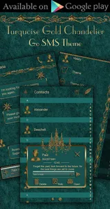 Turquoise Gold Chandelier Cloc screenshot 5