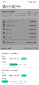 STEPN Mint Stats screenshot 1
