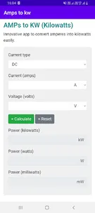 AMPs to KW (Kilowatts) screenshot 0
