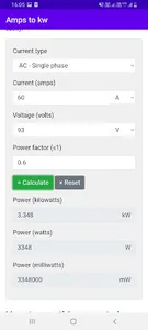 AMPs to KW (Kilowatts) screenshot 7
