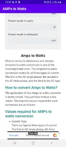 Amperes to Watts screenshot 2